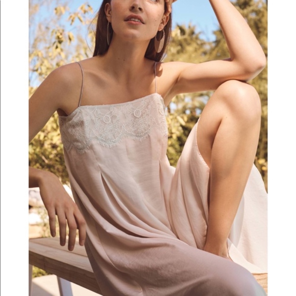 Anthropologie Light Pink Lace Jumpsuit